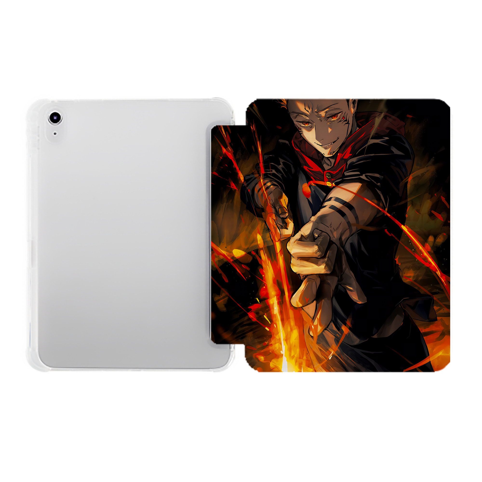 （画像用） 呪術廻戦 Jujutsu Kaisen IPad ケース ペン収納付き 三つ折りスタンド PUレザー×シリコン 対応機種9.5/10.5/10.9インチ
